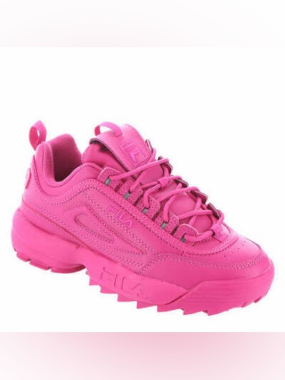 Fila Women's Disruptor Bright Pink Lace-Up Sneakers
